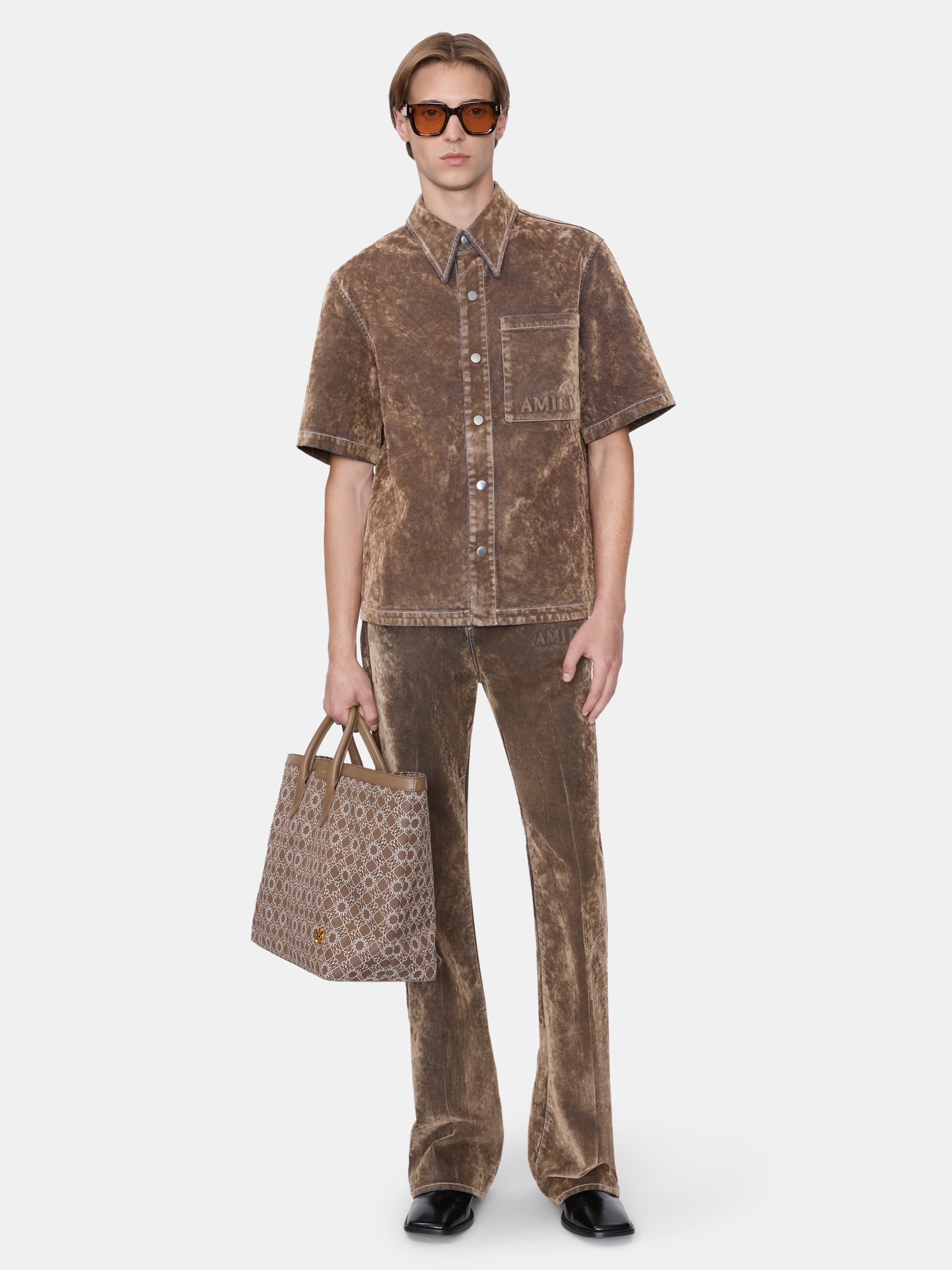 VELVET CAMP SHIRT - TAN