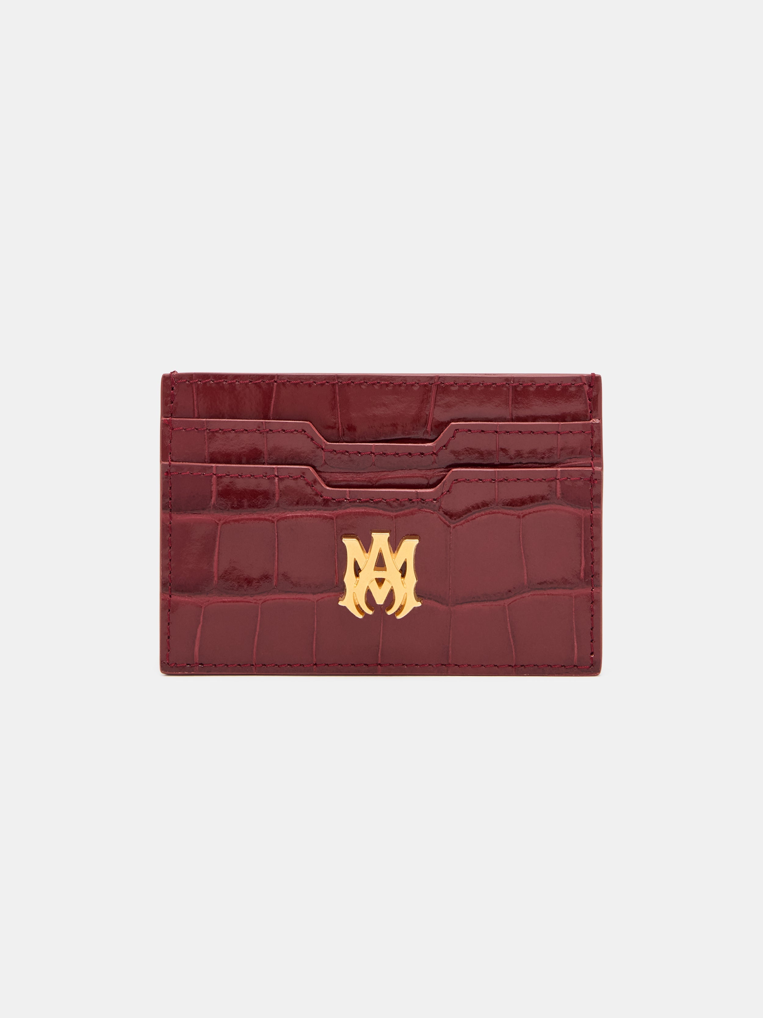 CROC EMBOSSED CARD HOLDER - WINE