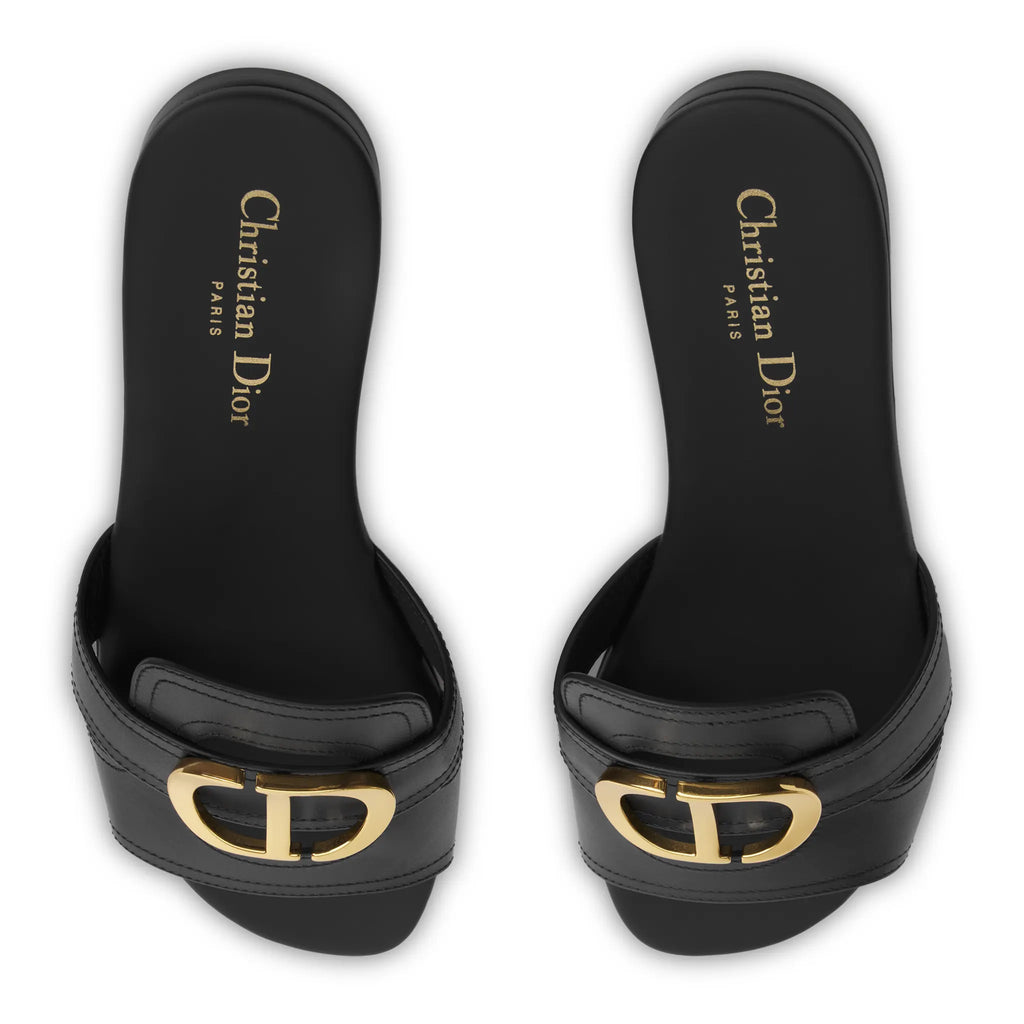 Dior 30 Montaigne Calfskin Black Slides