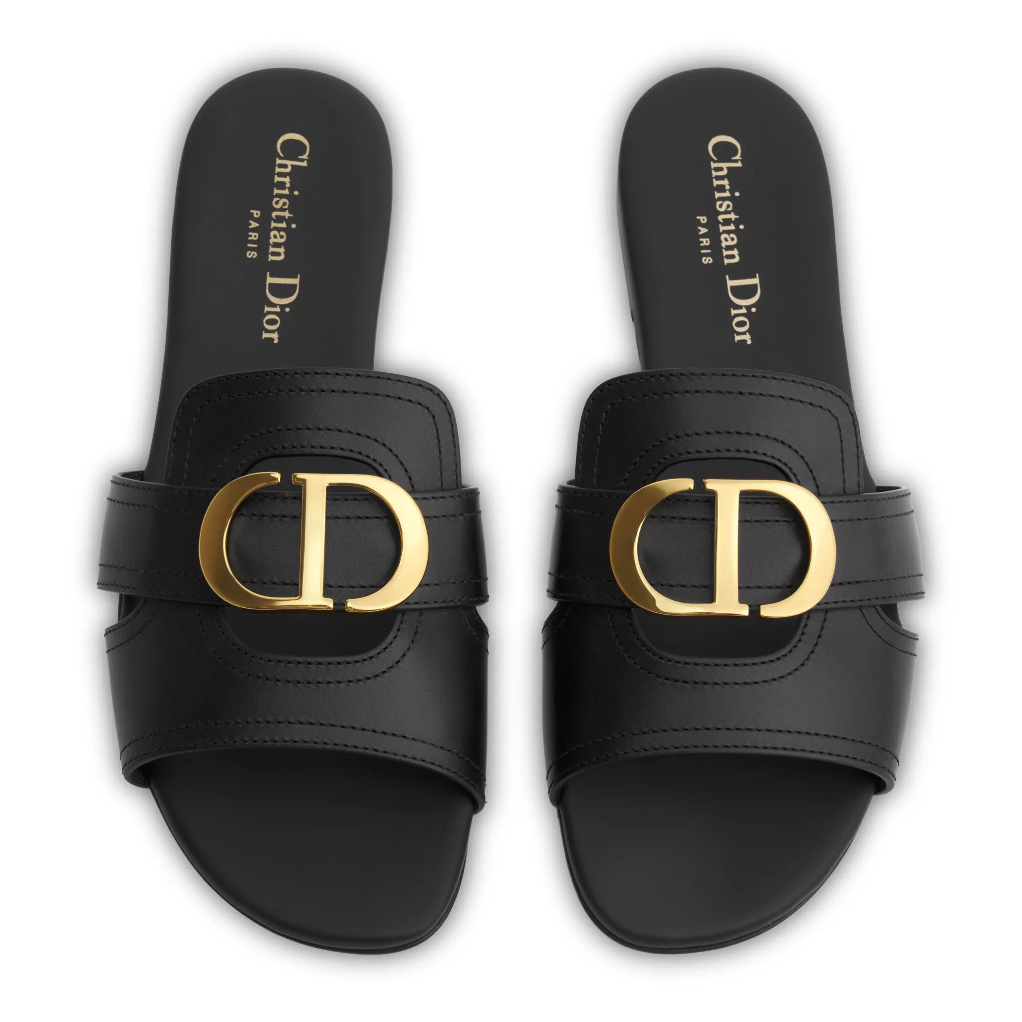 Dior 30 Montaigne Calfskin Black Slides