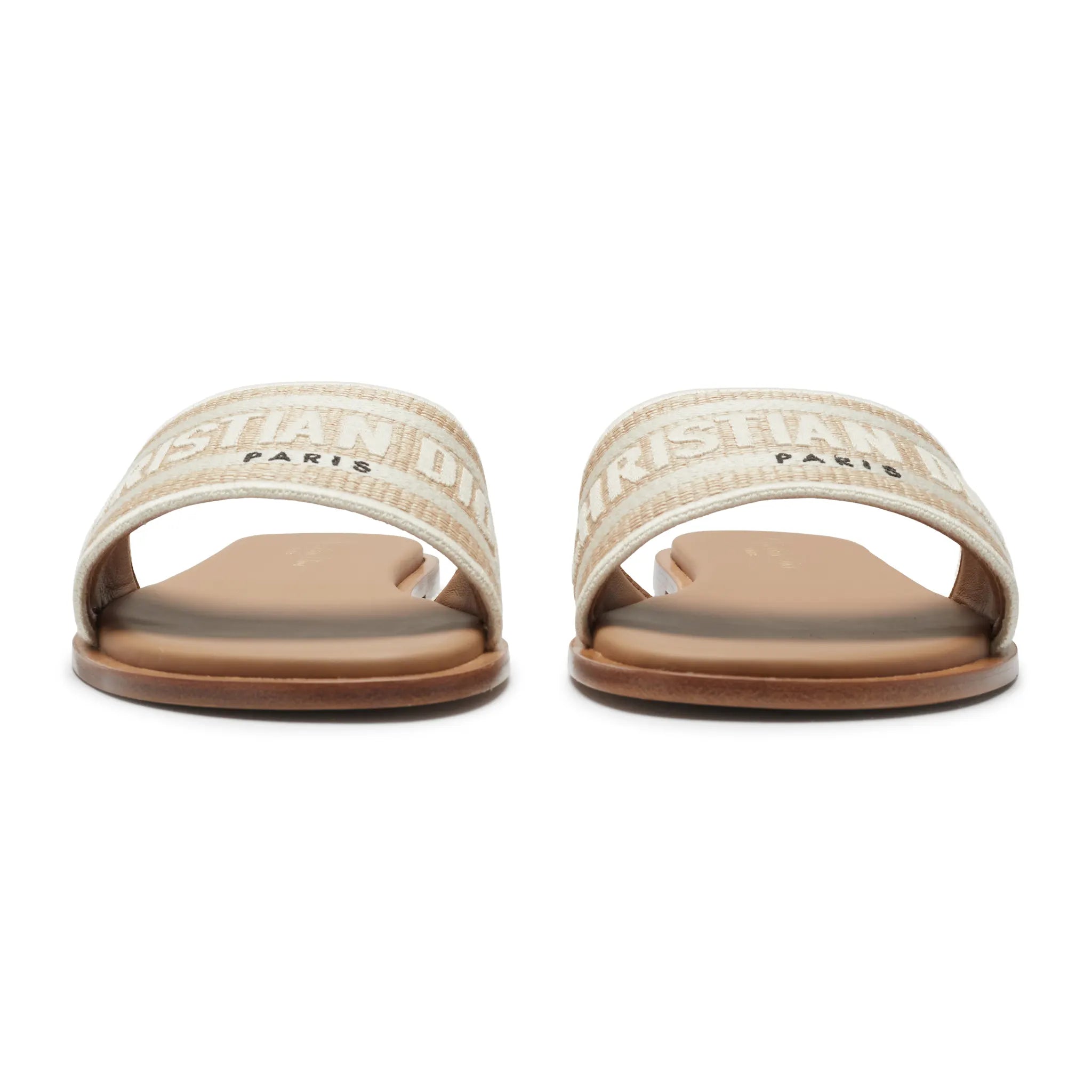 Dior Dway Embroidered Cotton Beige Slides