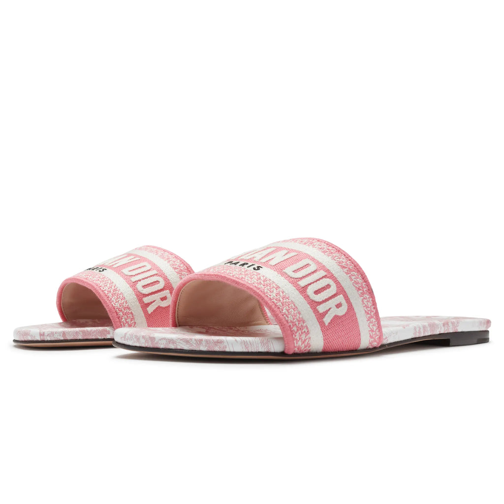 Dior Dway Embroidered Cotton Candy Pink Slides