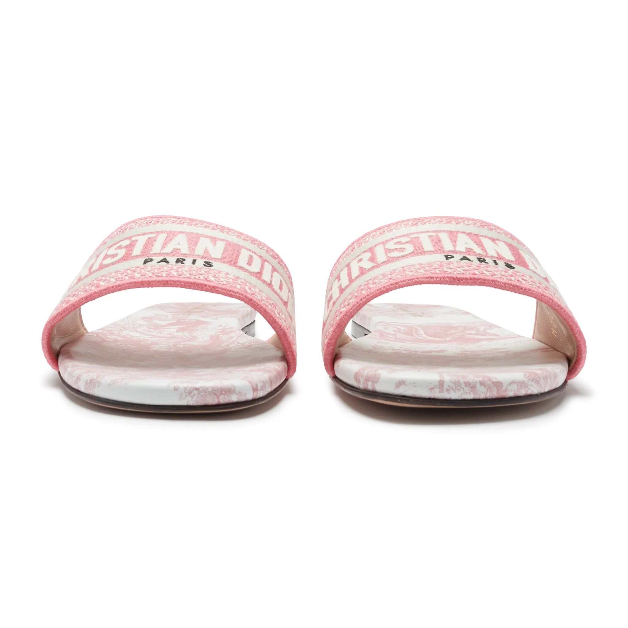 Dior Dway Embroidered Cotton Candy Pink Slides