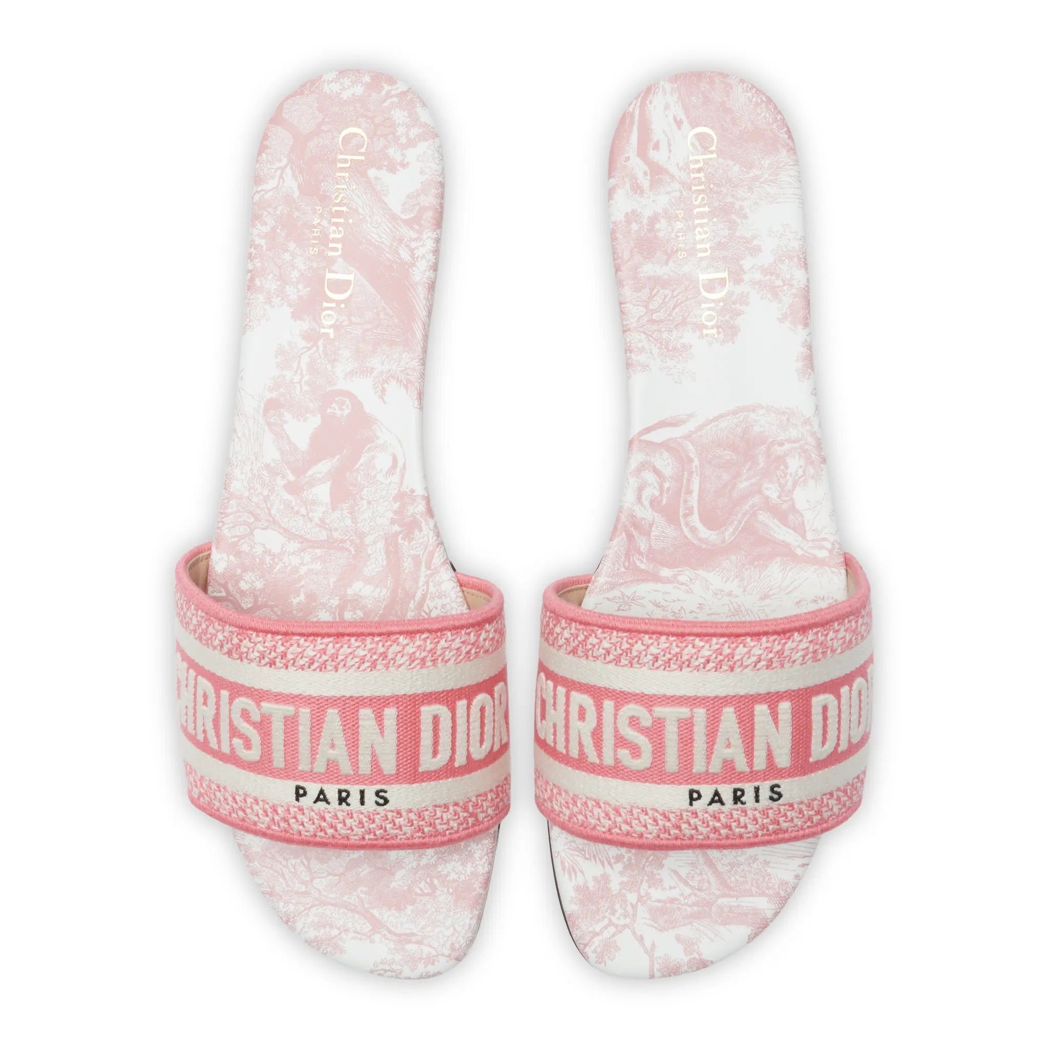 Dior Dway Embroidered Cotton Candy Pink Slides
