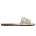 Dior Dway Embroidered Cotton Gold White Slides