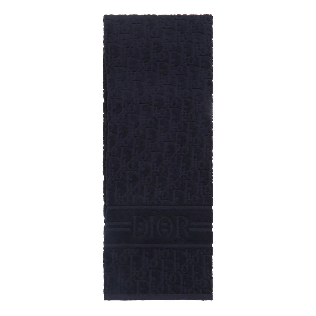 Dior Oblique Classic Terry Cotton Navy Blue Bath Beach Towel