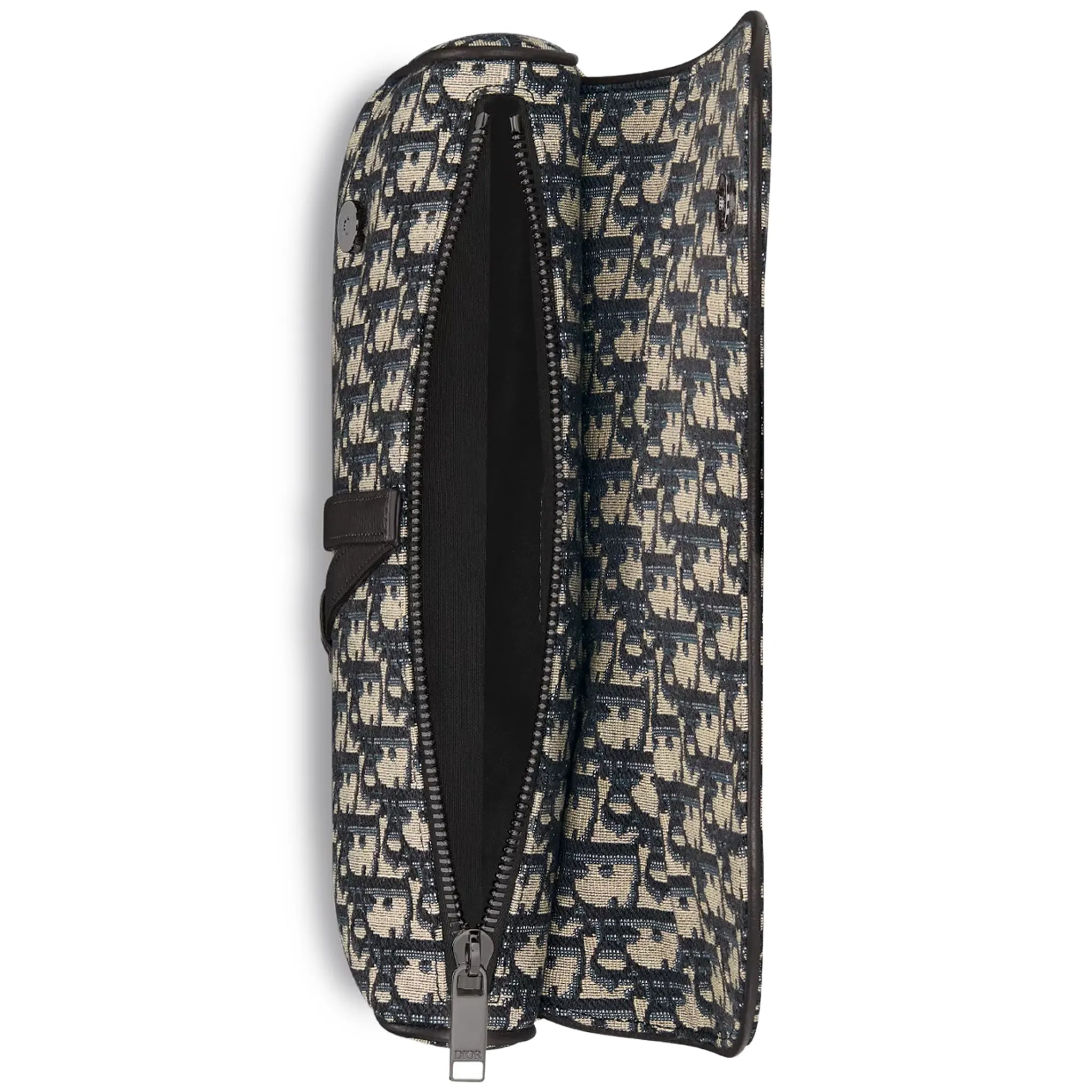 Dior Oblique Jacquard Beige and Black Saddle Bag