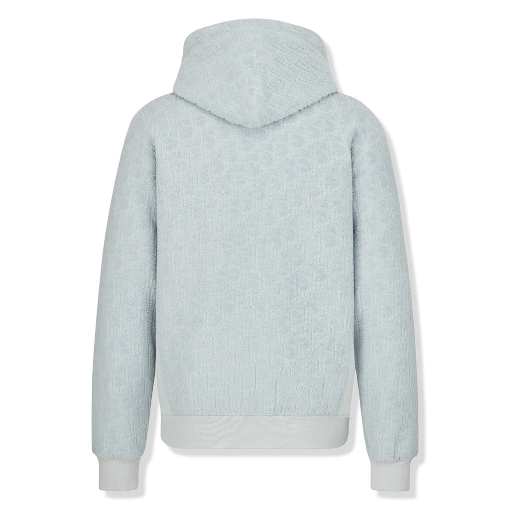 Dior Oblique Towelling Terry Cotton Relaxed Fit Blue Hoodie