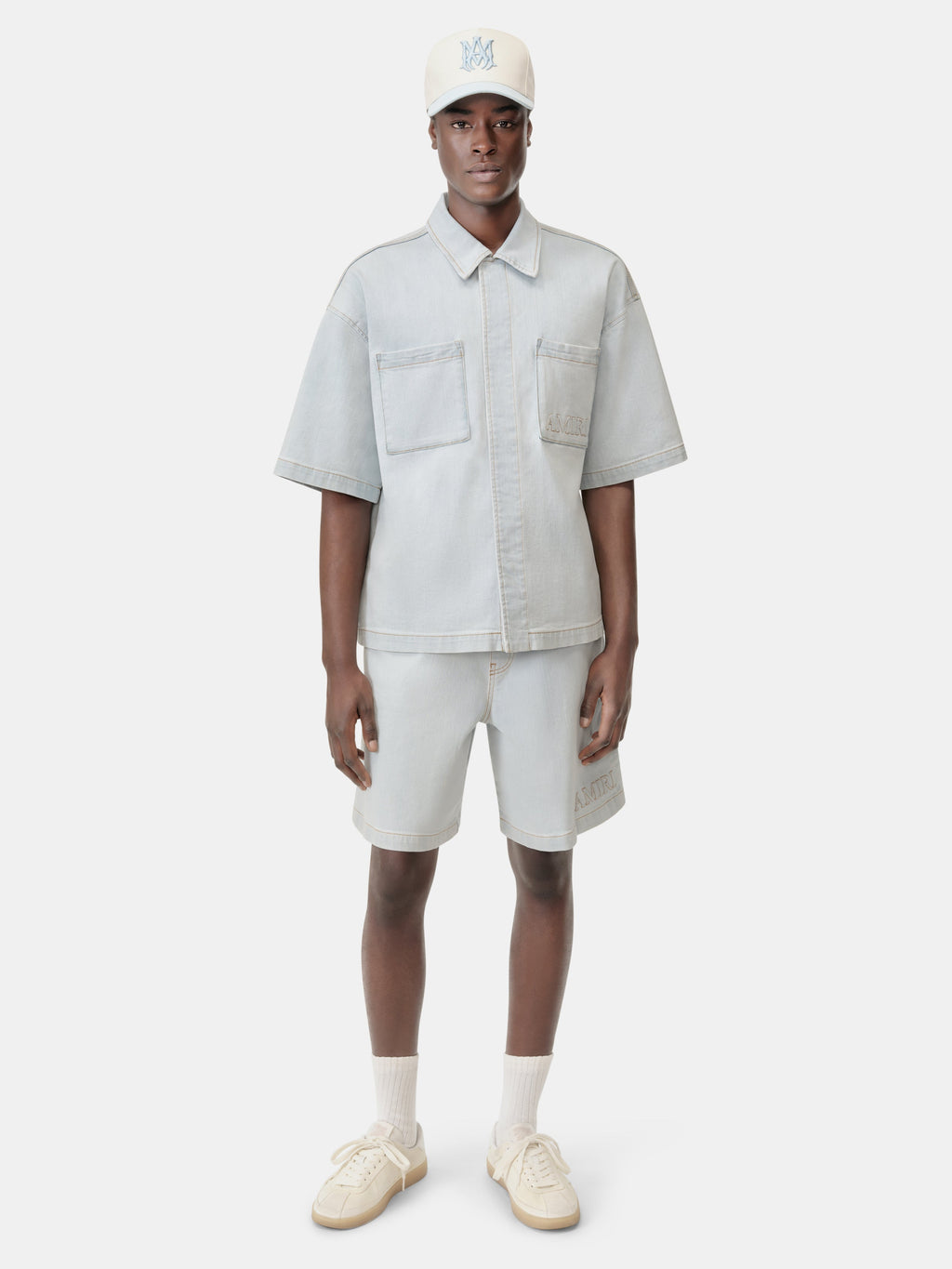AMIRI 3D SHORT SLEEVE SNAP SHIRT - Light Indigo