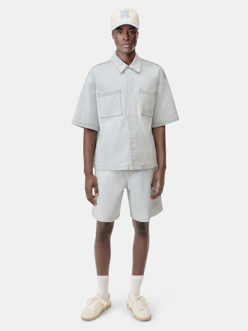 AMIRI 3D SHORT SLEEVE SNAP SHIRT - Light Indigo
