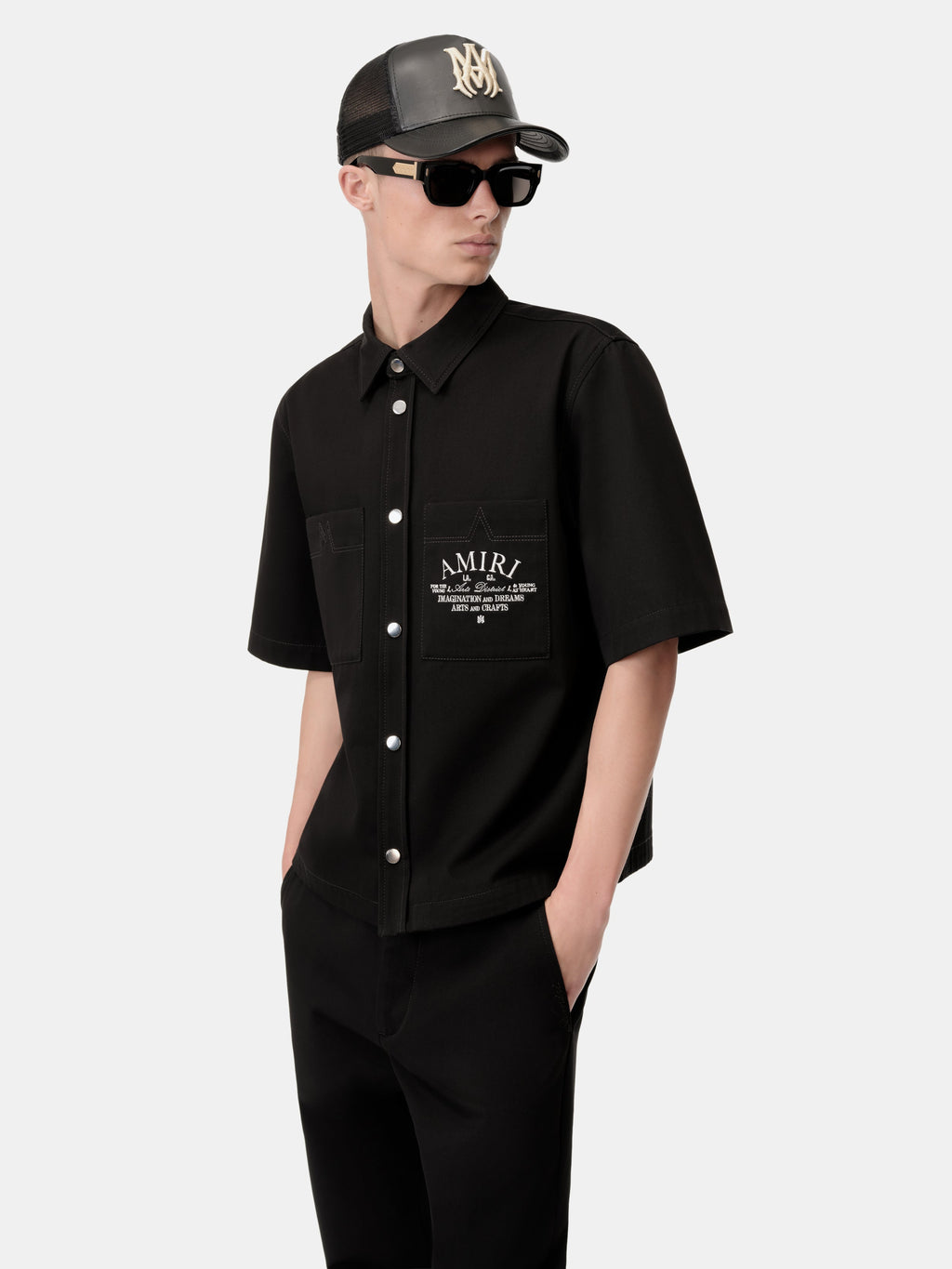 AMIRI ARTS DISTRICT CAMP SHIRT - BLACK